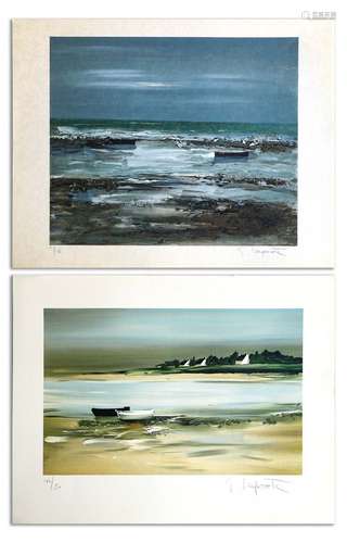 Georges LAPORTE (1926-2000) Bretagne Deux lithographies en c...