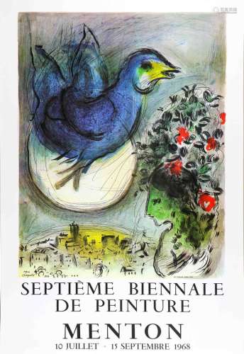 Marc CHAGALL (1887-1985) L'oiseau bleu Affiche lithographiqu...
