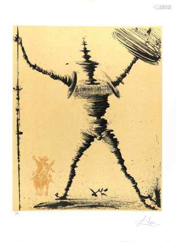 Salvador DALI (1904-1989). Don Quichotte. Lithographie en co...