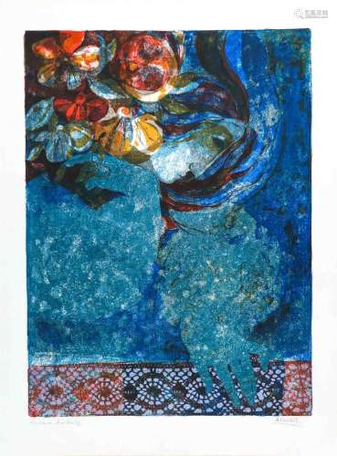 Alvar SUNOL (né en 1935) La nuit bleue Lithographie en coule...