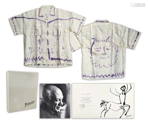 Pablo PICASSO (1881-1973), d’après Chemise en lin - 1955. Dé...