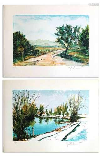 Jean-Pierre LAURENT (né en 1920) Paysage Paire de lithograph...