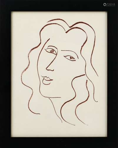 Henri MATISSE (1869-1954) Portrait Lithographie en brun sur ...