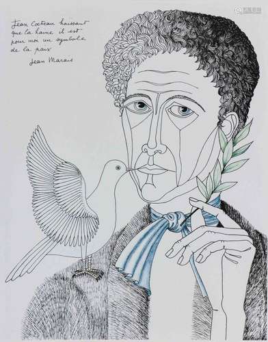 Jean MARAIS (1913-1998) Cocteau, la Paix Lithographie en cou...