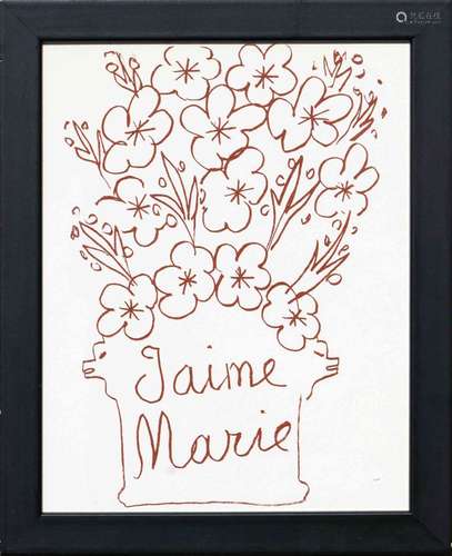 Henri MATISSE (1869-1954) Bouquet Lithographie en brun sur p...