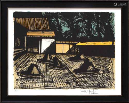 Bernard BUFFET (1928-1999). Temple Daibutsu-Den - 1982. Lith...