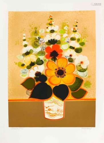 Frédéric MENGUY (1927-2007) Le vase de Chine Lithographie en...