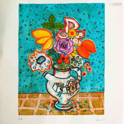Paul AIZPIRI (1919-2016) Bouquet à la chevrette Lithographie...