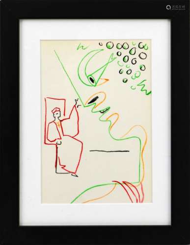 Jean COCTEAU (1889-1963) Profil vert Lithographie en couleur...