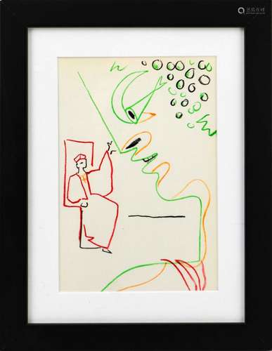 Jean COCTEAU (1889-1963) Profil vert Lithographie en couleur...