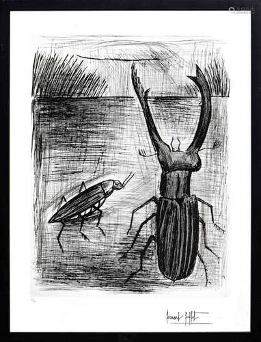 Bernard BUFFET (1928-1999). Les insectes. Gravure en noir su...