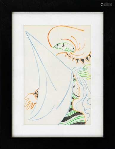 Jean COCTEAU (1889-1963) Couple Lithographie en couleur sur ...