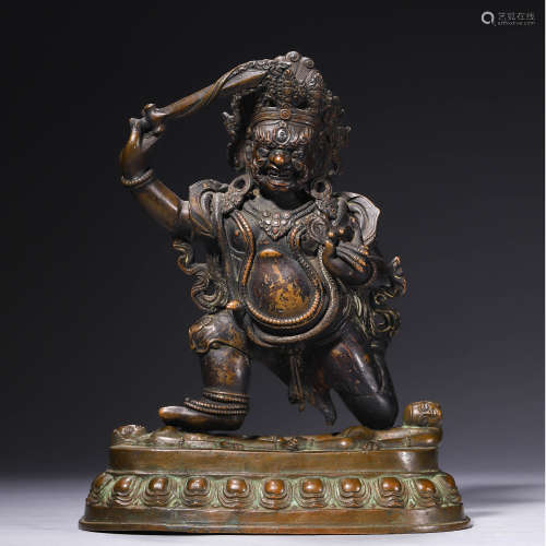 清 西藏十八世纪铜嵌银不动明王