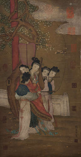 A Chinese Painting of Noble Ladies by Liu Zong-gu