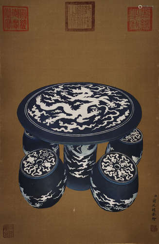 A Chinese Painting of Porcelain by Jiang Tingxi