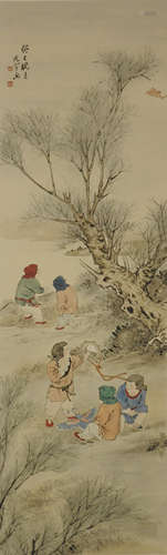 Children Playing,Chinese Painting by Wu Guangyu