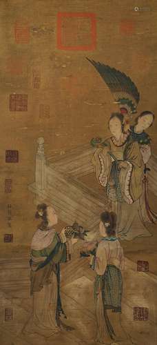 A Chinese Painting of Noble Ladies by Ren Xianzuo