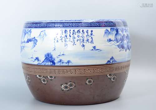 Blue and White Landscape Brazier