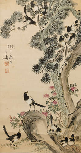 The Magpies，Chinese Painting by Wang Xuetao