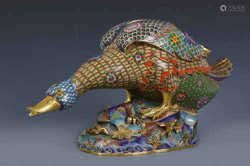 Qing Dynasty Cloisonne Filigree Enamel Duck