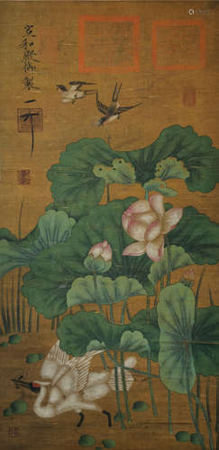 A Painting Scroll of Bird-and-Flower by Emperor Huizong of S...