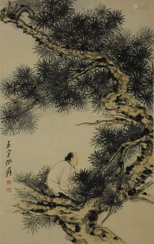 Hermit under the Pine，by Zhang Daqian