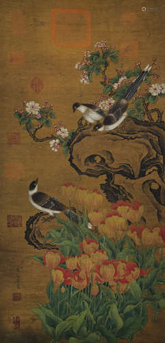 A Painting Scroll of Bird-and-Flower by Yi Yuanji