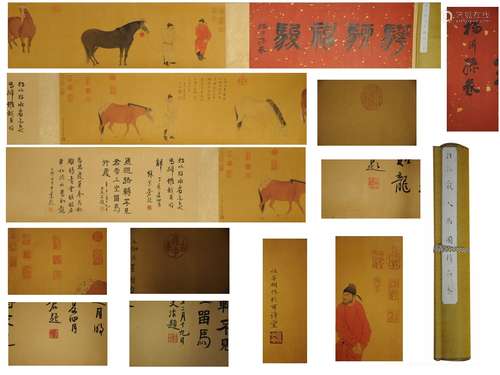 Royal Horses,Chinese Handscroll by Ren Renfa