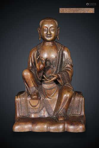 Qing Dynasty Buddhist Guru Bronze Figure