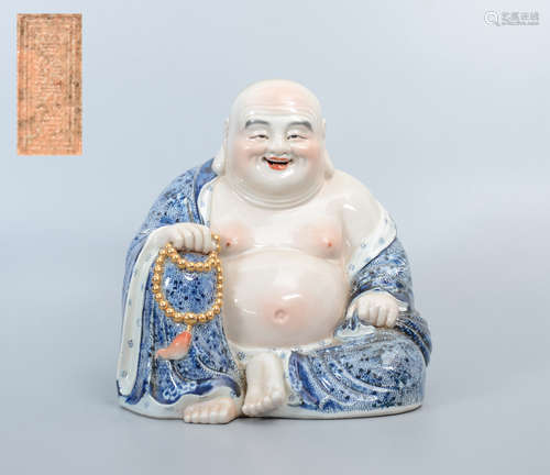 Blue and White Maitreya Figure