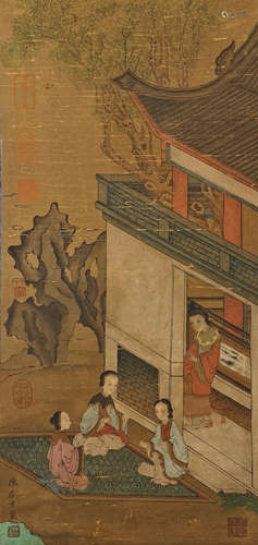 A Chinese Painting of Figures by Chen Juzhong