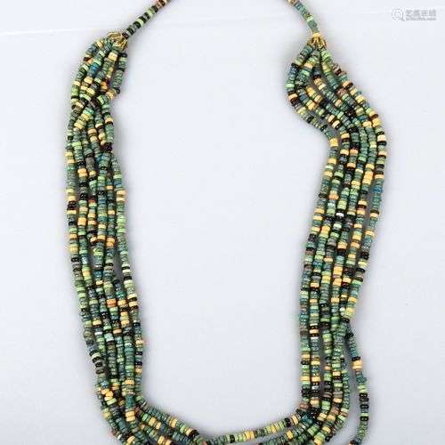 Collier momiforme à six rangs de perles Fritte 54 cm Egypte ...