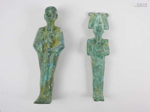 Dieu Ptah et Osiris. Bronze.Style Basse Epoque. H :env 20cm.