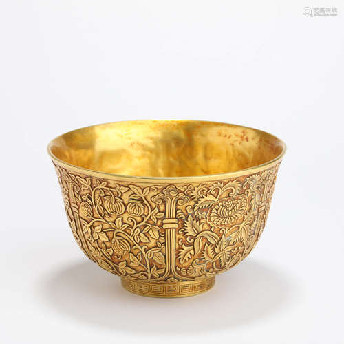 A gilt bronze flowers and melon bowl