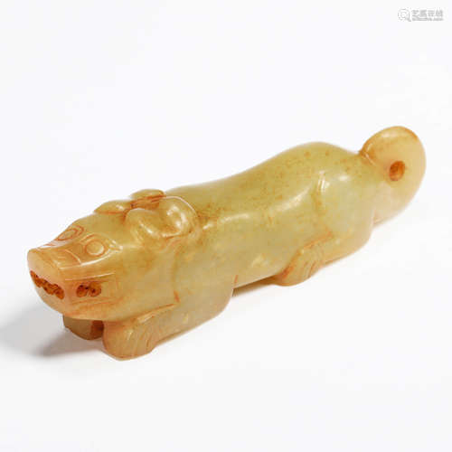 A carved jade tiger ornament