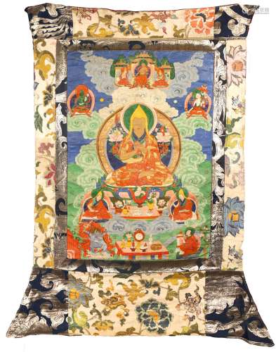 A TIBETAN THANGKA DEPICTING TSONGKABA