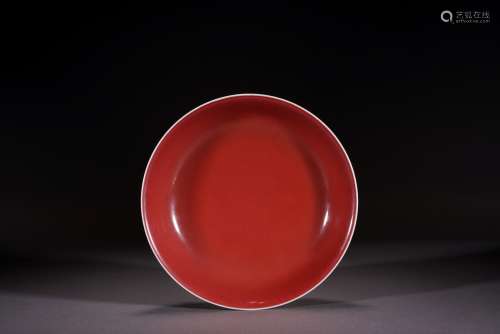 A CHINESE RUBY RED GLAZED DISH