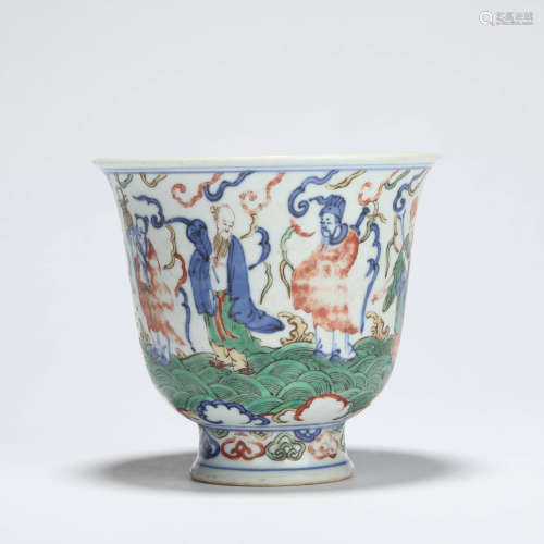 A wucai eight immortals flaring cup