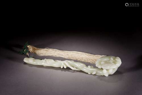 A CHINESE WHITE JADE MAGNOLIA RUYI SCEPTER