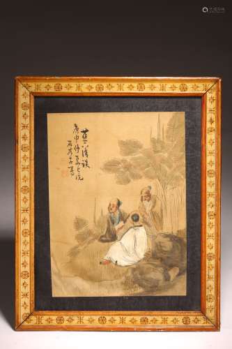 A CHINESE COLOR AND INK ON SILK PAINTING