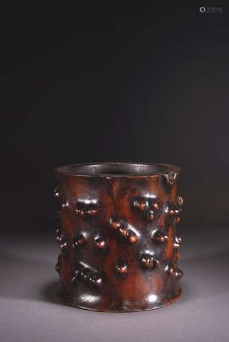 A CHINESE NATURALISTIC HUANGHUALI BRUSHPOT