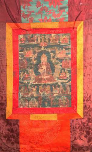 An embroidered thangka panel of Tsongkhapa