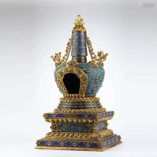 A gilt bronze enamel pagoda