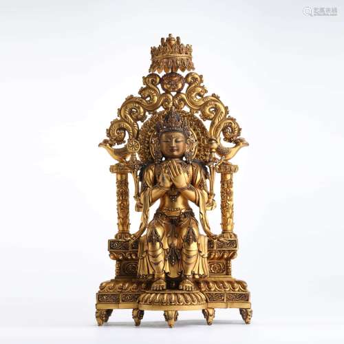 A gilt bronze statue of avalokitesvara