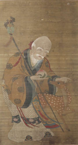 A chinese immortal painting silk scroll, unknown painter