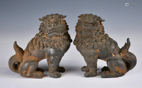 A Pair of Cast Iron Lion Paper Weights,19thC