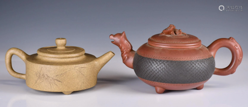 A Group Of Two Yixin Zisha Teapots