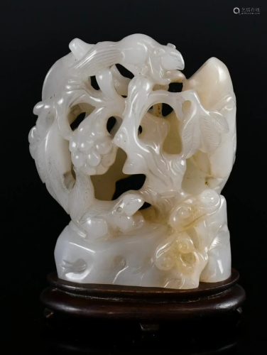 A Chinese White Jade Boulder w/Stand, Republican P