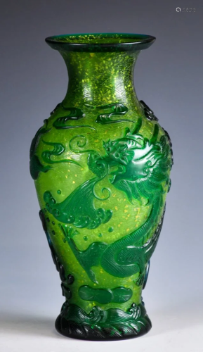 A Peking Glass Dragon Vase, 19th C