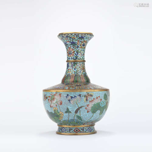 A gilt bronze enamel lotus group globular vase